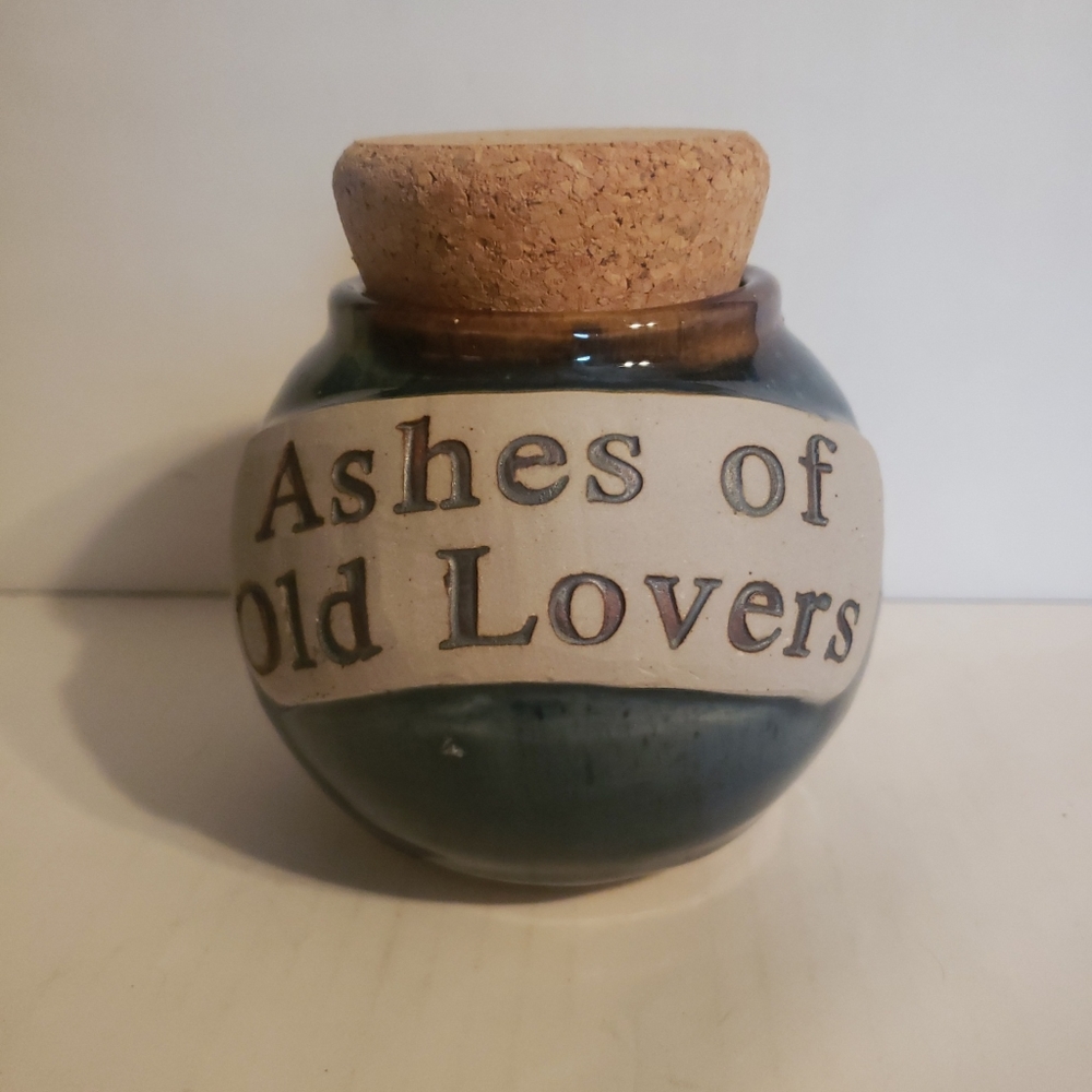 Art Pottery Container/Jar “Ashes Of Old Lovers” Cork Lid